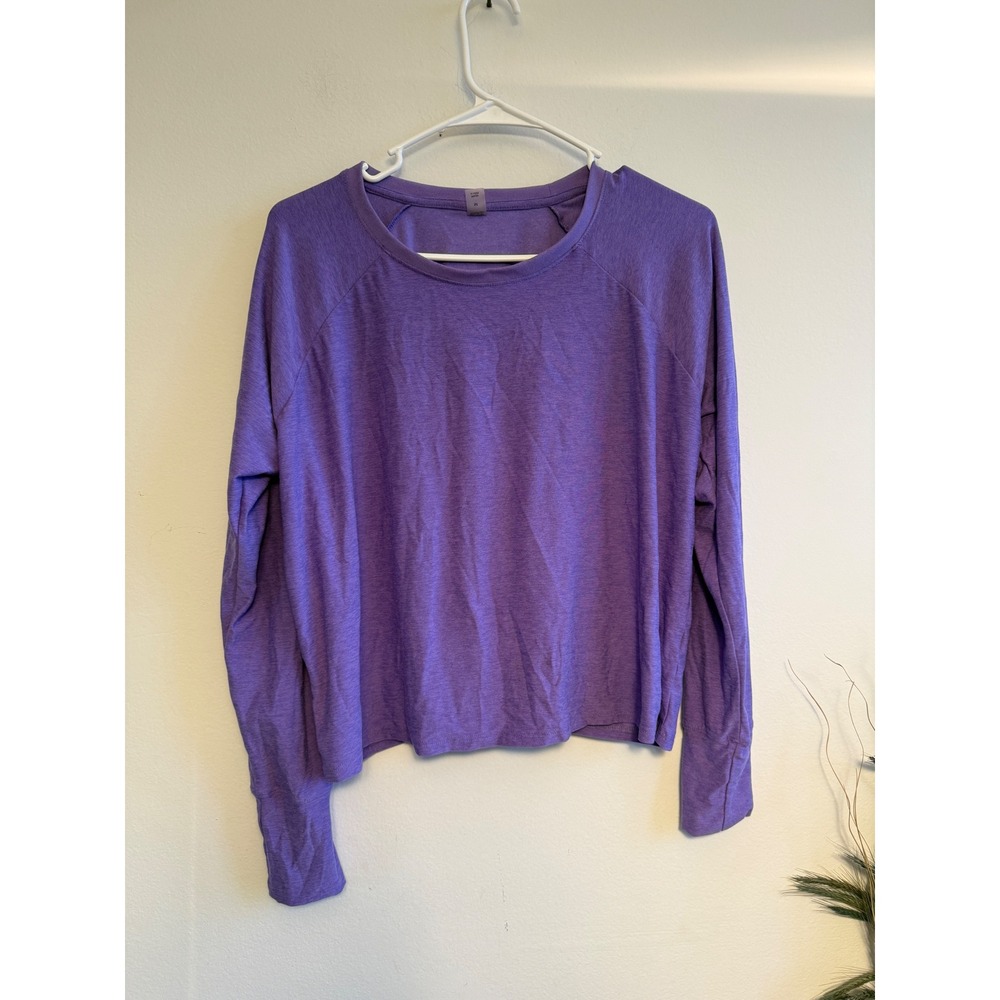Beyond Yoga Womens Purple Heathered Raglan Long Sleeve Cropped Top Size M USA - Picture 2 of 8